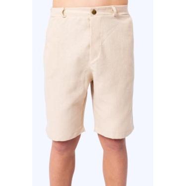 Imagem de Bermuda Social Sarja Masculina Juvenil com Bolsos Frontais, Elástico n