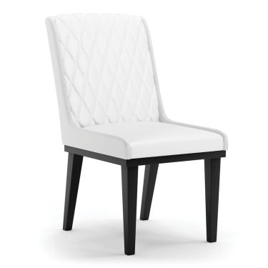 Imagem de Cadeira Sala de Jantar Base Madeira Preto Sofia Sintético Branco D03 - D'Rossi