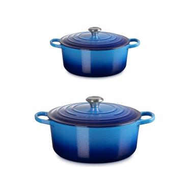 Imagem de KIT LE CREUSET PANELA 28CM E 24CM SIGNATURE EM FERRO ESMALTADO AZURE BLUE