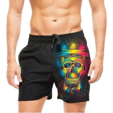 Imagem de Short Praia Shorts Banho Mauricinho Caveira Psicodélica 20 - smoke, Pr