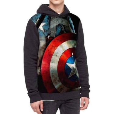 Imagem de Moletom Com Capuz Capitão America Ref:289 - smoke, Preto, GG