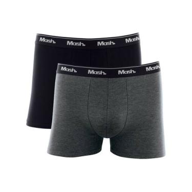 Imagem de Cueca Mash Boxer Cotton Basic Preta/ Grafite Mescla Pack 2UN, M/M