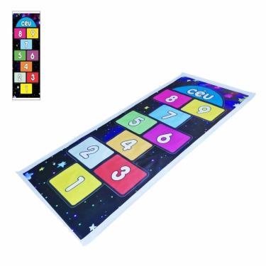 Imagem de Tapete Infantil Amarelinha Brincadeira Kids Pedagogico Preto