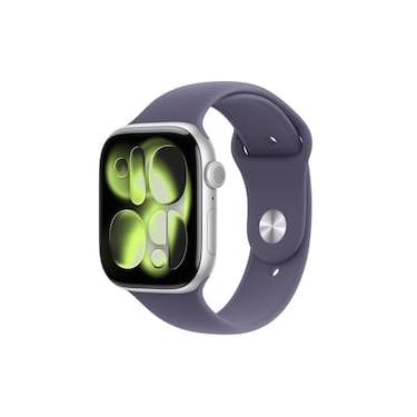 Imagem de Apple Watch Series 11 GPS+ Cellular 46mm Prateado Pulseira P/M Esportiva Roxo-Névoa