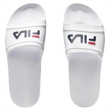 Imagem de Chinelo Fila Sleek Slide Masculino, 40, Branco, Marinho