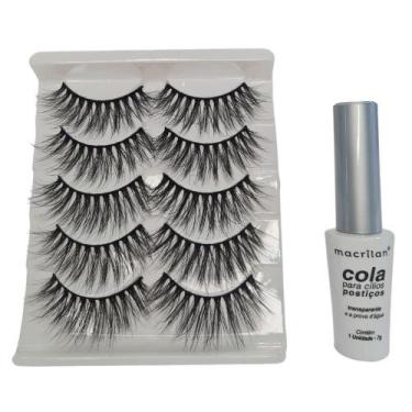 Imagem de Kit Macrilan Cola Cílios Postiços+Cílios 3D 5 Pares Gl702