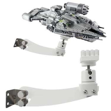 Imagem de Suporte de parede para Lego 75393 X-Wing Starfighter, 75292 75315 75300 Tie Fighter, kit de helicóptero armado 75354, etc. Suportes angulares ajustáveis, apenas montagem na parede.