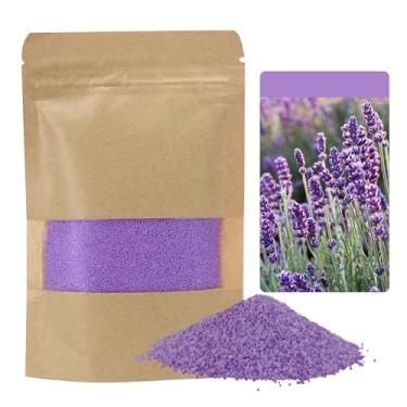 Imagem de Vela perfumada areia 100 g com 50 algodão e 2 mechas de madeira contas de cera de vela perolada, recarregável Cera para Velas Aromáticas para fabricação de velas (roxo lavanda acentuado)