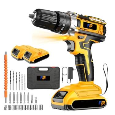 Imagem de Furadeira e Parafusadeira 48V 1.3Ah Amarela, Torque 35Nm, Kit Doméstico com 2 Baterias, Acessórios e Maleta, Ideal para Projetos DIY e Reparos Domésticos