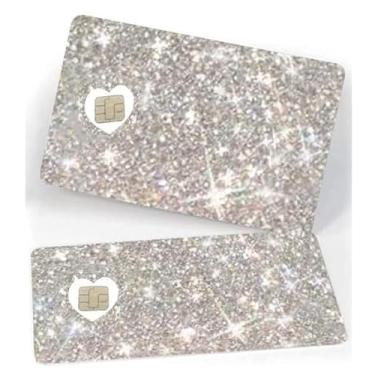 Imagem de Adesivo Ultra Bling Débito – Capa removível brilhante para cartão de crédito Especialmente brilhante Informações Traseiras Protetoras – Sem Bolhas, Fina, À Prova D'água, Design Prateado Refletivo