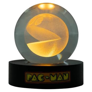 Imagem de Fizz Creations Luz de bola de cristal Pac-Man. Lâmpada de mesa retrô para jogos. Alimentado por USB. Lâmpada clássica de humor para jogos de arcade. Iluminação de humor luz noturna infantil retrô