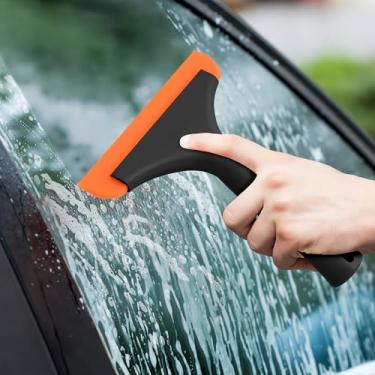 Imagem de Rodo de silicone para vidro de chuveiro - cabo preto, ferramenta de suavização de filme de janela