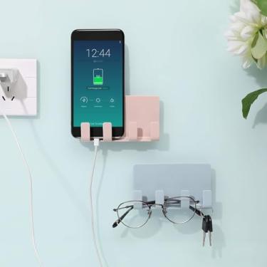 Imagem de Suporte de parede para celular, suporte de base de carregamento de celular de plástico multifuncional, gancho de toalha de barbear para smartphone tablet e-reader