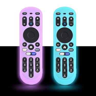 Imagem de [Brilho rosa e azul] Capa protetora para Element Pioneer XUMO MG3-R34010, Hisense R34010BA00-00001 capa protetora de silicone para controle remoto Element Pioneer XUMO Hisense [antiderrapante/à prova