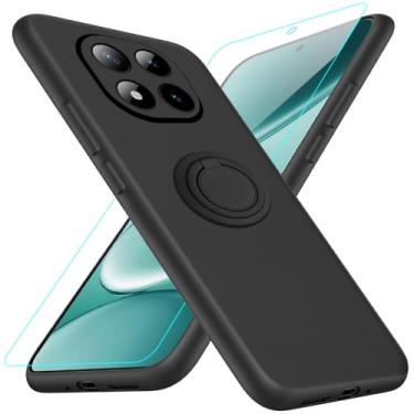 Imagem de Capa de telefone compatível com Xiaomi Redmi Note 15 Pro 5G com protetor de tela, suporte de anel giratório de 360° com suporte/suporte de silicone TPU à prova de choque capa protetora para Redmi Note