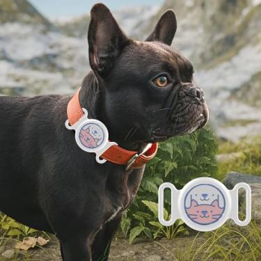 Imagem de Coleira para cães compatível com suporte de AirTag: acessórios para rastreadores de animais de estimação para cães e gatos, pequena capa de silicone impermeável para rastreamento de etiquetas GPS