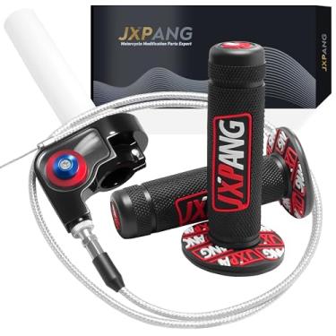 Imagem de JXPANG Cabo de acelerador de 22 mm com cabo de acelerador atualizado universal para motocicletas off-road 250 Dirt Pit Motor Mini Bike YCF CRF70 TTR SSR KLX110 Thumpstar (Tipo A-vermelho)