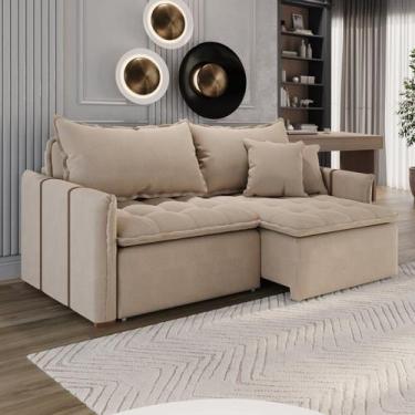 Imagem de Sofá Cama Retrátil em Madeira Eucalipto e Linho 220cm Creta - Conceito