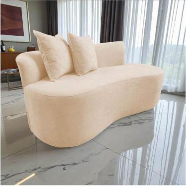 Imagem de Namoradeira Sofá Feijão Hana Orgânica Couro Bege - Mansão Decor