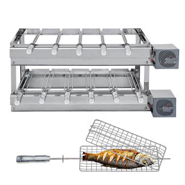 Imagem de Churrasqueira Gira Grill DUPLA 100% Inox - Artinox Grill - 11 Espetos Giratórios + Grelha Giratória Abre-Fecha, motor Direito