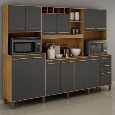 Imagem de Armário De Cozinha Ambiente ágata Cinamomo Grafite - Valdemóveis