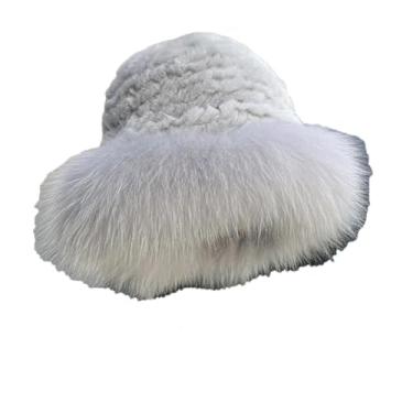 Imagem de Chapéu feminino de palha de pele fofa quente de inverno chapéu de pescador de pele com bordas de pele macia chapéu de proteção de orelha cinza tamanho único