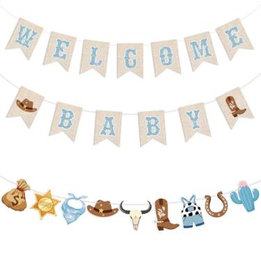Imagem de Epakh Banners de chá de bebê caubói ocidental para meninos faixas de boas-vindas caubói decorações de festa de aniversário para tema oeste selvagem ocidental chá de bebê suprimentos de festa My First