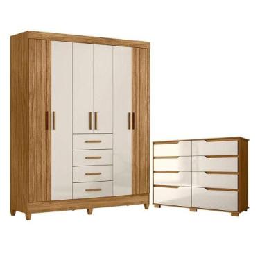 Imagem de Guarda Roupa Solteiro Aruba E Cômoda Georgia Freijó Off White - Moval 