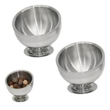 Imagem de 2 Travessas Tigela Inclinada Buffet Inox 18cm Bomboniere Obliqua - Fri