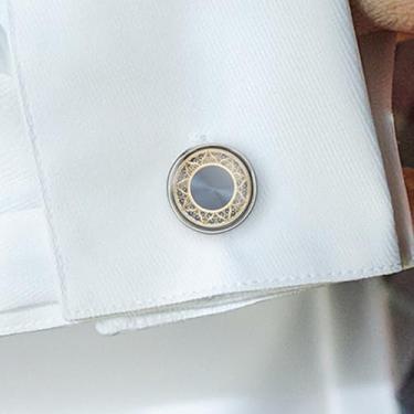 Imagem de Abotoaduras masculinas geométricas douradas, BLC198-07, Cobre, Sem Pedra Preciosa