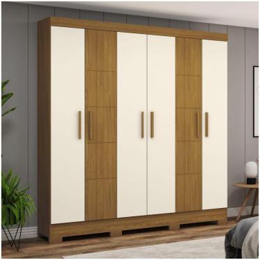 Imagem de Guarda Roupa Casal 06 Portas 02 Gavetas Malbec Briz Nature Off White