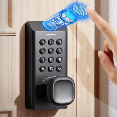 Imagem de ApeStellar Fechadura de porta com impressão digital - Fechadura de porta de entrada sem chave - Maçaneta inteligente com teclado - Fechaduras inteligentes para porta da frente - Fácil instalação