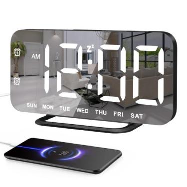 Imagem de Despertador JALL Slim LED Digital Mirror Surface Black