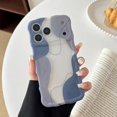 Imagem de DEFBSC Capa para iPhone 17 Pro Max, linda capa de telefone com estampa de arte ondulada transparente para mulheres e meninas, capa protetora durável com moldura ondulada, proteção total para câmera