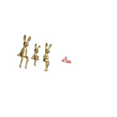 Imagem de Fenteer Escultura de Família de Coelhos E Veados, Peça Central de Mesa, Ornamento para Armário, Estante, Cozinha, Sala de Jantar, Artesanato Decorativo.