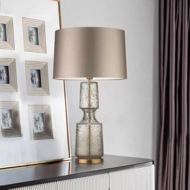 Imagem de Luminária de mesa moderna e minimalista com LED e design em vidro para decoração de sala de estar e quarto (Estilo C, 65 cm de altura)