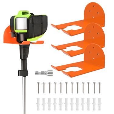 Imagem de ZSLTLDU Suporte de parede Weed Eater – Pacote com 3 prateleiras atualizadas, suporte de aparador de cordas resistente para garagem, armazém, organização de ferramentas de jardim