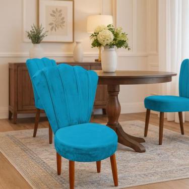Imagem de Kit Duas Cadeira Com Encosto em Leque Anna - Beatriz  Decor, TURQUESA