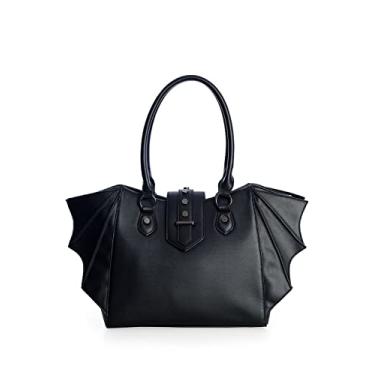 Imagem de Lost Queen Bolsa feminina gótica Annabelle Bat bolsa transversal asa bolsa de ombro preta, Preto, One Size