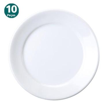 Imagem de Jogo Pratos Rasos Restaurante Hotel 10 Peças Porcelana Germer - Porcel