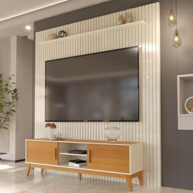 Imagem de Painel Ripado Com Rack Tv 75 Polegadas Domus 229cm - Off White