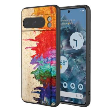 Imagem de OEURVQO Capa artística para Google 8 Pro, capa de silicone líquido de toque macio com forro fofo, compatível com carregamento sem fio, capa protetora para Google Pixel 8 Pro, aquarela preta