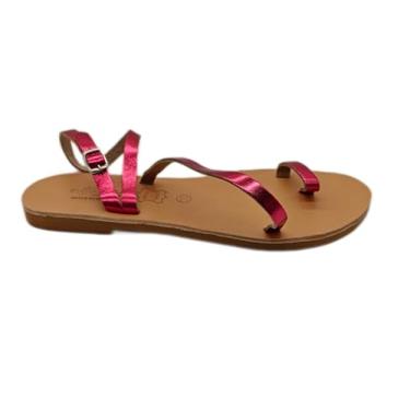 Imagem de Emmanuela Sandálias rasteiras de couro grego antigo feitas à mão, sapatos de verão de qualidade para mulheres com alça de fivela ajustável, sandálias de tiras de anel, sandálias boho chiques no