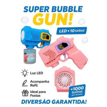 Imagem de Pistola de Bolhas LED Infantil  Cor Azul  Fácil de Usar - Bubble Gun