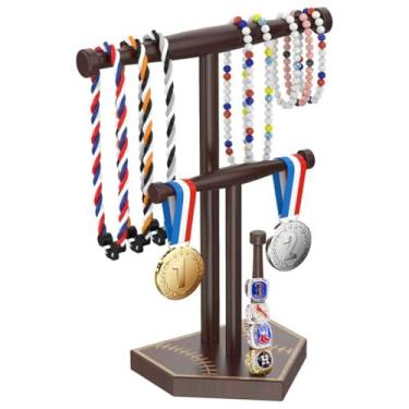 Imagem de JigJag Suporte organizador de colar de gotejamento de beisebol ou softball, suporte de exibição de anel de campeonato, suporte de anel de campeonato, presente de exibição de beisebol