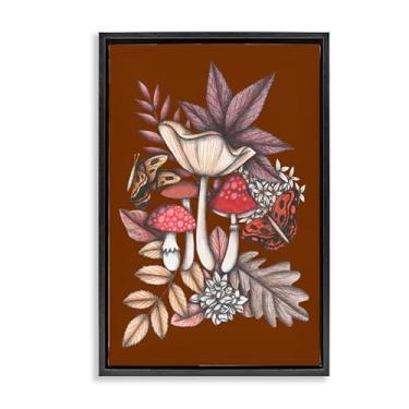 Imagem de Stupell Industries Autumn Mushrooms Magic Black Framed Floater Canvas Wall Art, design por Cecilia Battaini, 78 x 53 cm