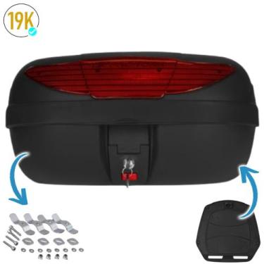 Imagem de Bau Bagageiro De Moto 45 Litros Suporte Traseiro Refletivo Motoboy Cai