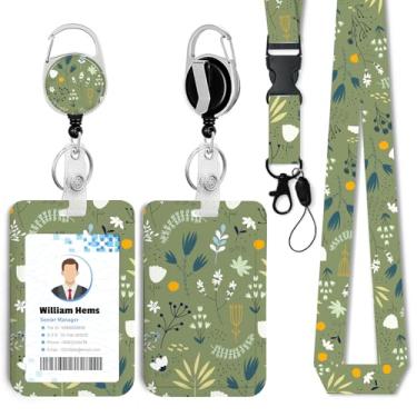 Imagem de Porta-crachá de identificação de flor com cordão separável e carretel retrátil resistente - chaveiro mosquetão giratório de 360° para mulheres, estudantes, professores, enfermeiros, uso no escritório