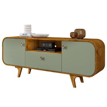 Imagem de Rack Bancada Para Tv 55 Pol 156cm Demi Naturalle/pistache B02 - Mpozenato