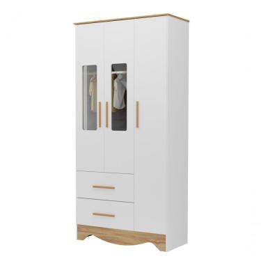 Imagem de Armário Infantil Popy 3 Portas 2 Gavetas - Moveis Peroba Amendoa-branco